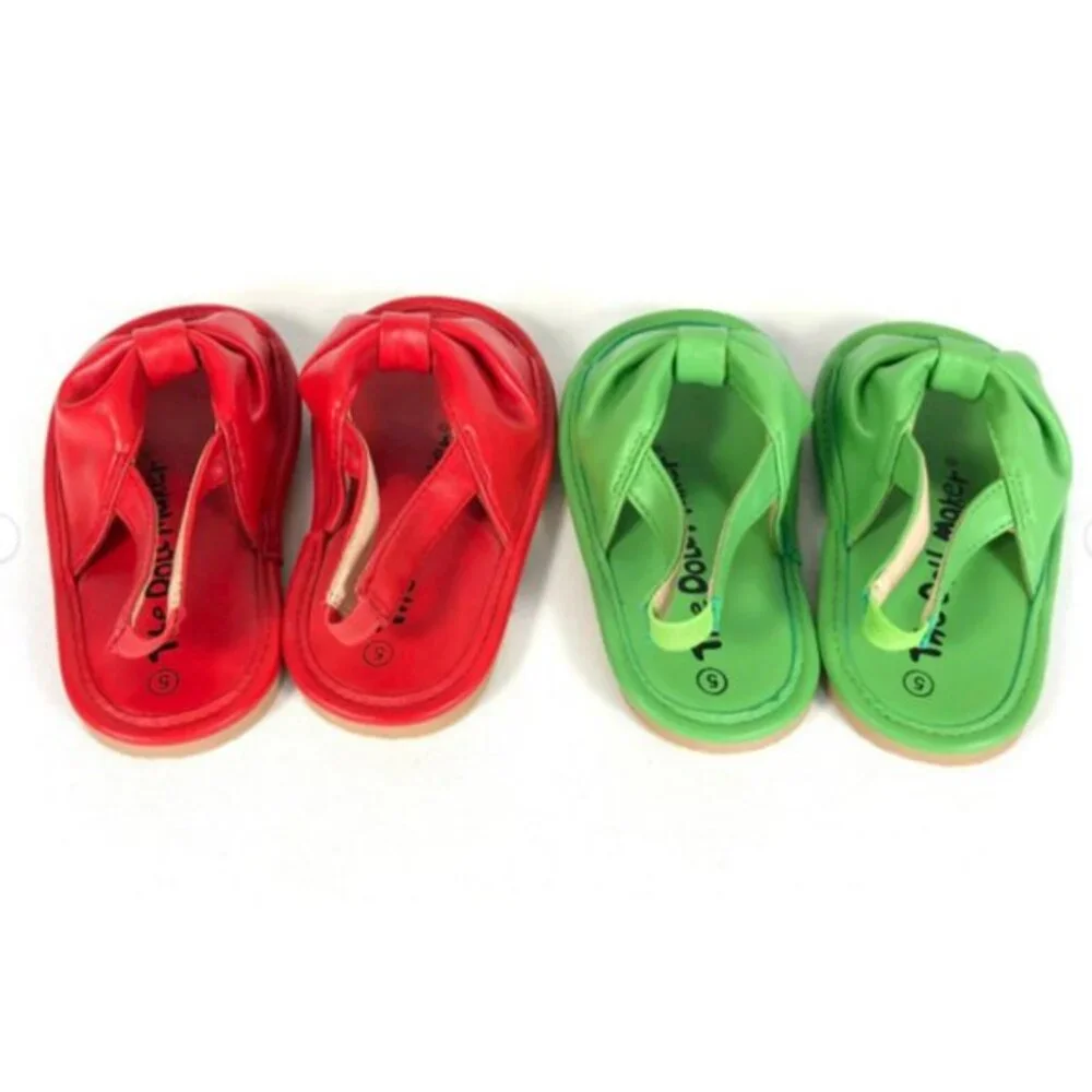 Toddler Girl Sandals Size 5‎ Lot 2 Bow Faux Leather NWOT Red Green